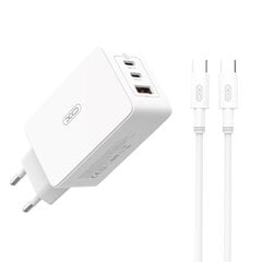 XO wall charger CE13 PD QC 3.0 65W 1x USB 2x USB-C white + USB-C - USB-C cable цена и информация | Зарядные устройства для телефонов | 220.lv