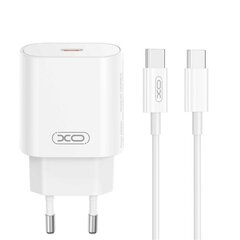 XO wall charger CE25 PD 25W 1x USB-C white + cable USB-C - USB-C цена и информация | Зарядные устройства для телефонов | 220.lv