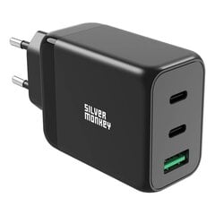 Silver Monkey GaN 65W wall charger 2x USB-C PD 1x USB-A QC 3.0 - black цена и информация | Зарядные устройства для телефонов | 220.lv