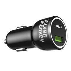 Silver Monkey SMA078 car charger 1xUSB-C 1xUSB-A 45W PD QC - black цена и информация | Зарядные устройства для телефонов | 220.lv