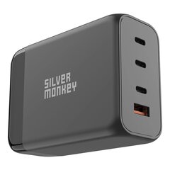 Silver Monkey SMA155 200W 3xUSB-C PD USB-A QC 3.0 GaN Charger with Detachable Power Cable - Black цена и информация | Зарядные устройства для телефонов | 220.lv