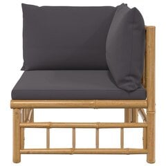 dārza stūra dīvāns ar tumši pelēkiem matračiem, bambuss cena un informācija | Dārza krēsli | 220.lv
