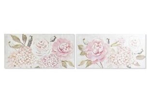 Glezna DKD Home Decor Ziedi Shabby Chic (120 x 3 x 60 cm) (2 gb.) cena un informācija | Gleznas | 220.lv