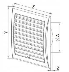 Ventilācijas režģis ar žalūzijām T78 140x140 fi125 balts cena un informācija | Ventilatori vannas istabai | 220.lv
