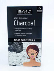 Очищающие носовые пластыри с активированным углем Beauty Formulas Charcoal 6 шт. цена и информация | Маски для лица, патчи для глаз | 220.lv