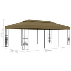 dārza nojume, 6x3x2,7 m, pelēkbrūna, 180 g/m² цена и информация | Беседки, навесы, тенты | 220.lv