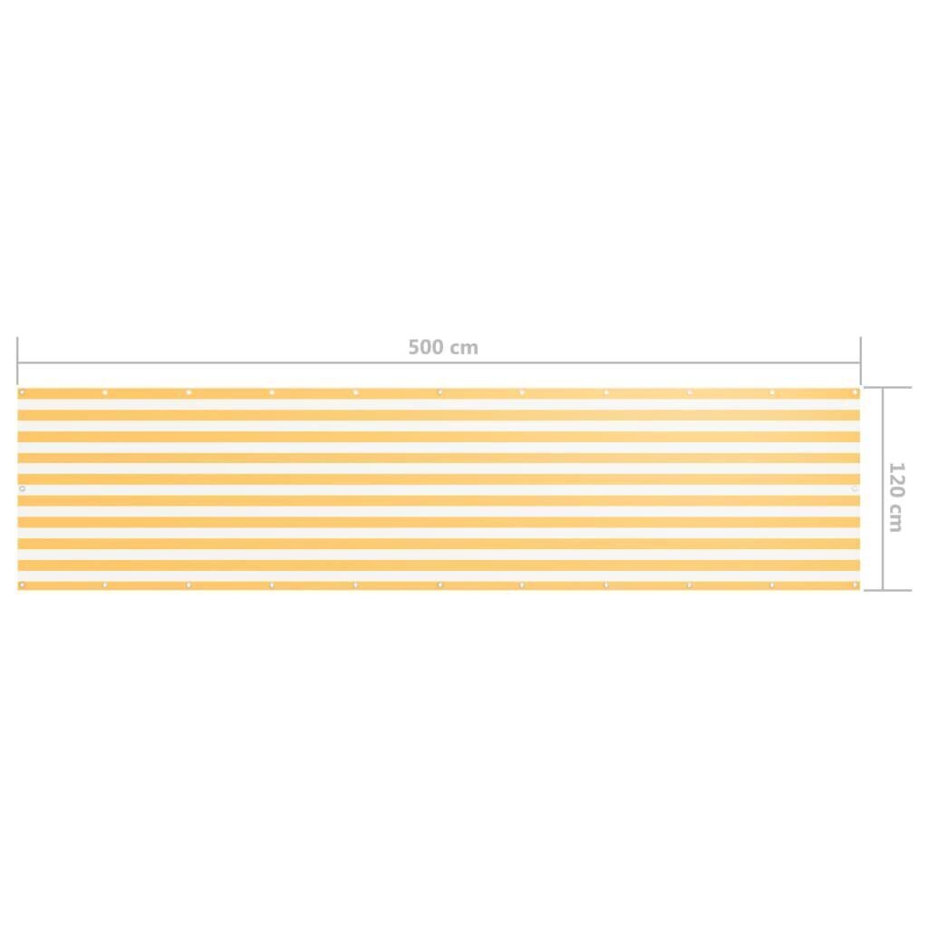 balkona aizslietnis, 120x500 cm, balts un dzeltens audums cena un informācija | Saulessargi, markīzes un statīvi | 220.lv