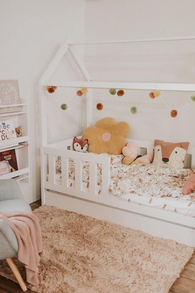 Bērnu gulta-namiņš LittleSky, 160x80 cm, balta cena un informācija | Bērnu gultas | 220.lv