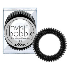 Тонкая спиральная резинка для волос Invisibobble Slim, True Black, 3 шт цена и информация | Аксессуары для волос | 220.lv