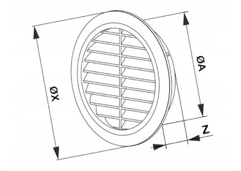 Apaļā ventilācijas restīte T30CZ fi100 melna cena un informācija | Ventilatori vannas istabai | 220.lv