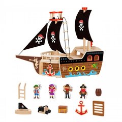 Rotaļlietu koka pirātu kuģa un figūriņu komplekts Tooky Toy cena un informācija | Rotaļlietas zēniem | 220.lv