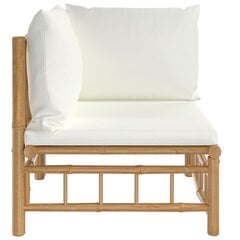 dārza stūra dīvāns ar krēmbaltiem matračiem, bambuss cena un informācija | Dārza krēsli | 220.lv