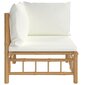 dārza stūra dīvāns ar krēmbaltiem matračiem, bambuss цена и информация | Dārza krēsli | 220.lv