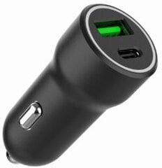 Auto lādētājs Gembird USB Type-C + USB Type-A Black цена и информация | Зарядные устройства для телефонов | 220.lv