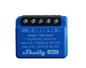 Смарт Wi-Fi Bluetooth реле Shelly 1 Mini Gen3 цена и информация | Системы безопасности, контроллеры | 220.lv