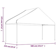 nojume ar jumtu, balta, 5,88x2,23x3,75 m cena un informācija | Dārza nojumes un lapenes | 220.lv