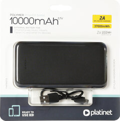 Platinet power bank 10000mAh Polymer, black (44817) цена и информация | Зарядные устройства Power bank | 220.lv