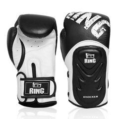 Боксерские перчатки Ring Knocker (RR-11) 12 oz, черные/белые цена и информация | Боевые искусства | 220.lv