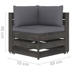 moduļu stūra dīvāns ar spilveniem, pelēks, impregnēts koks cena un informācija | Dārza krēsli | 220.lv