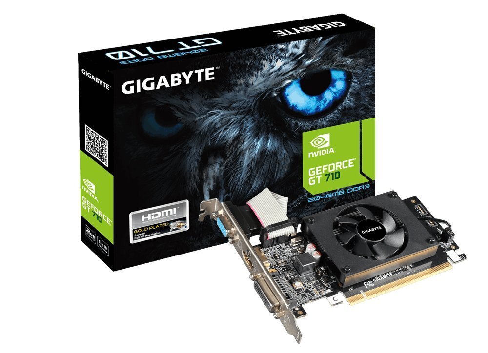 Gigabyte GeForce GT710 2GB GDDR3 PCIE GV-N710D3-2GL цена и информация | Videokartes (GPU) | 220.lv