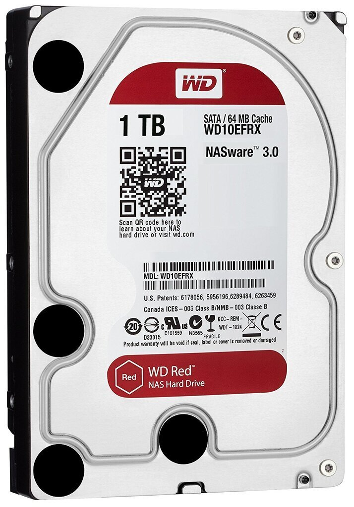 Western Digital Red 1TB SATA 6 Gb/s 5400 RPM, 1000 GB, 64 MB цена и информация | Iekšējie cietie diski (HDD, SSD, Hybrid) | 220.lv