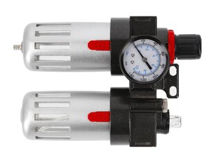 Filtrs-regulators ar manometru un pneimatisko smērvielu 1/4 ", 90cm³ / 60cm³, 9 bar / 135 PSI HOEGERT HT4R875 cena un informācija | Kompresori | 220.lv