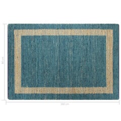 paklājs, roku darbs, džuta, zils, 80x160 cm цена и информация | Ковры | 220.lv