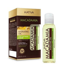 Увлажняющее масло для волос Kativa Macadamia Hydrating Oil, 60 мл цена и информация | Средства для укрепления волос | 220.lv