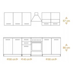 Virtuves skapīšu komplekts NORE Set 200, baltas/ozola krāsas cena un informācija | Virtuves komplekti | 220.lv