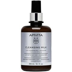 Attīrošais pieniņš Apivita 3 in 1 Cleansing Milk for Face &amp; Eyes, 300 ml cena un informācija | Sejas ādas kopšana | 220.lv