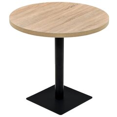 bistro galds, 80x75 cm, apaļš, MDF, tērauds, ozolkoka krāsā cena un informācija | Virtuves galdi, ēdamgaldi | 220.lv