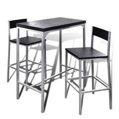 Bāra Galda un Krēslu Komplekts: 1 galds, 2 krēsli Melns cena un informācija | Ēdamistabas komplekti | 220.lv