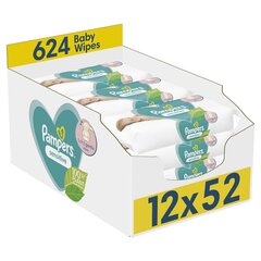 Влажные салфетки ​Pampers Sensitive, 12 x 52 шт. цена и информация | Одноразовые пеленки и влажные салфетки | 220.lv