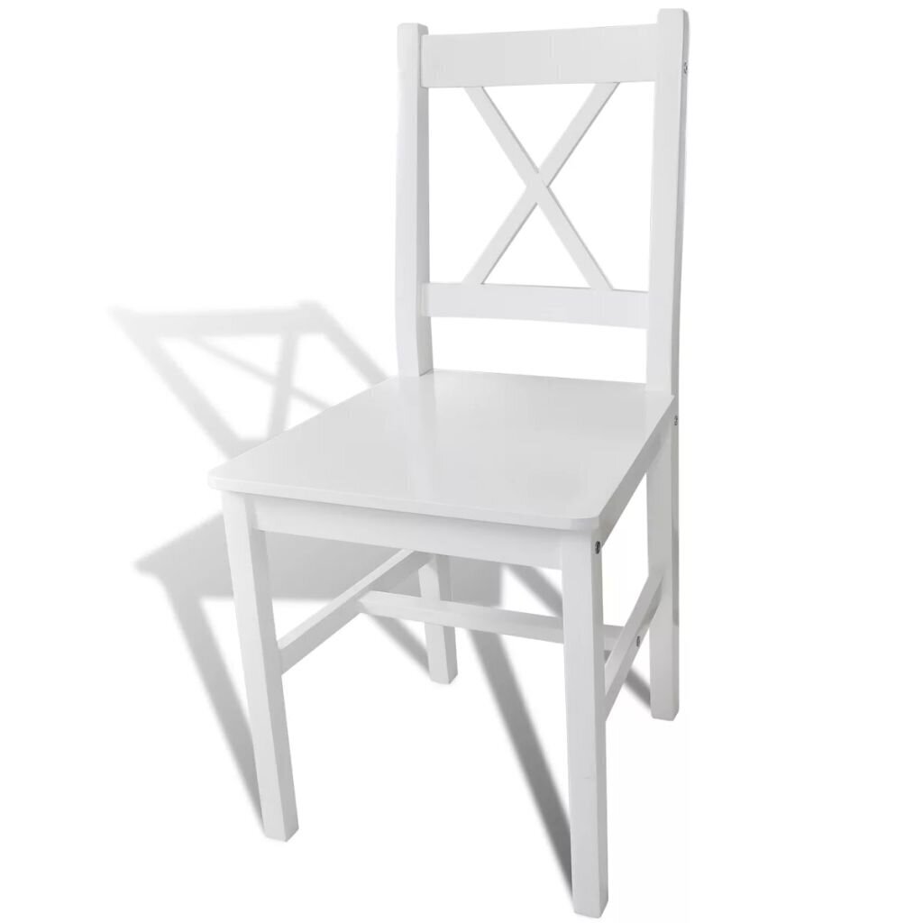 virtuves krēsli, 4 gab., balti, priedes koks cena un informācija | Virtuves un ēdamistabas krēsli | 220.lv