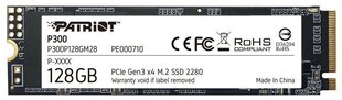 Твердотельный накопитель PATRIOT P300 M.2 PCI-EX4 NVME 128 ГБ цена и информация | Внутренние жёсткие диски (HDD, SSD, Hybrid) | 220.lv