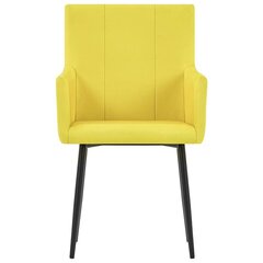 virtuves krēsli ar roku balstiem, 4 gab., dzeltens audums cena un informācija | Virtuves un ēdamistabas krēsli | 220.lv