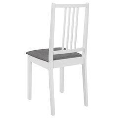virtuves krēsli ar matračiem, 4 gab., balts masīvkoks cena un informācija | Virtuves un ēdamistabas krēsli | 220.lv