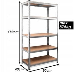 Metāla stūra uzglabāšanas plaukts, 180 x 90 x 40 cm cena un informācija | Saimniecības plaukti | 220.lv