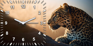 Sienas pulkstenis klusais lielais gepards Āfrika bērniem 30x60 cm цена и информация | Часы | 220.lv