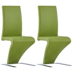virtuves krēsli, 2 gab., zigzaga forma, zaļa mākslīgā āda cena un informācija | Virtuves un ēdamistabas krēsli | 220.lv