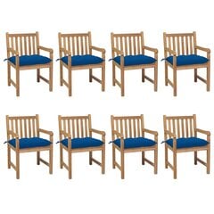 Dārza krēsli , 8 gab., zili matrači, brūni cena un informācija | Dārza krēsli | 220.lv