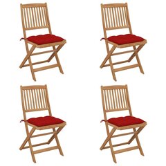 saliekami dārza krēsli ar matračiem, 4 gab., akācijas masīvkoks cena un informācija | Dārza krēsli | 220.lv
