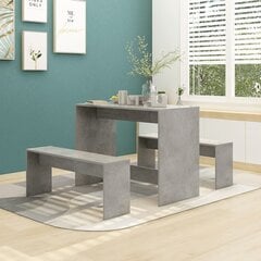 3-daļīgs virtuves mēbeļu komplekts, betonpelēks, skaidu plāksne цена и информация | Комплекты мебели для столовой | 220.lv