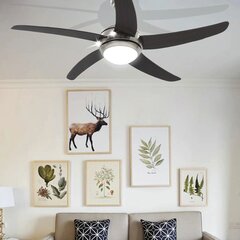 griestu ventilators ar lampu, 128 cm, dekoratīvs, brūns cena un informācija | Ventilatori | 220.lv