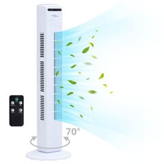 torņa ventilators, tālvadības pults, taimeris, Φ24x80 cm, balts cena un informācija | Ventilatori | 220.lv