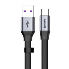 Vienkāršs plakans kabelis USB kabelis USB-C 5A 40W Quick Charge 3.0 QC 3.0 23cm pelēks 10182841 cena un informācija | Savienotājkabeļi | 220.lv