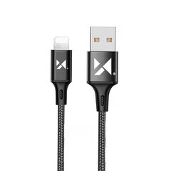 Kabelis USB kabelis Iphone Lightning 2.4A 1m melns 10183401 cena un informācija | Savienotājkabeļi | 220.lv