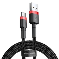 Izturīgs neilona USB kabelis USB-C QC3.0 2A 3M melns un sarkans 10182921 cena un informācija | Savienotājkabeļi | 220.lv