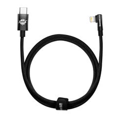 Leņķiskais kabelis Barošanas kabelis ar sānu USB-C spraudni Iphone Lightning 1m 20W melns 10185241 cena un informācija | Savienotājkabeļi | 220.lv