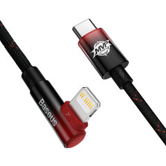 Leņķveida kabelis Barošanas kabelis ar sānu USB-C spraudni Iphone Lightning 1m 20W sarkans 10185251 cena un informācija | Savienotājkabeļi | 220.lv